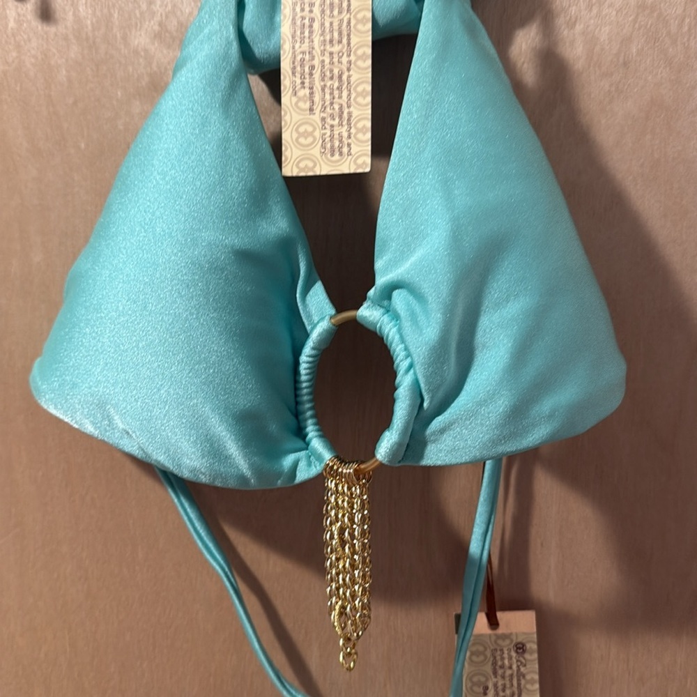 Bellissima Swimwear Turquoise Bikini Set with Gold Accents. - Picture 12 of 13